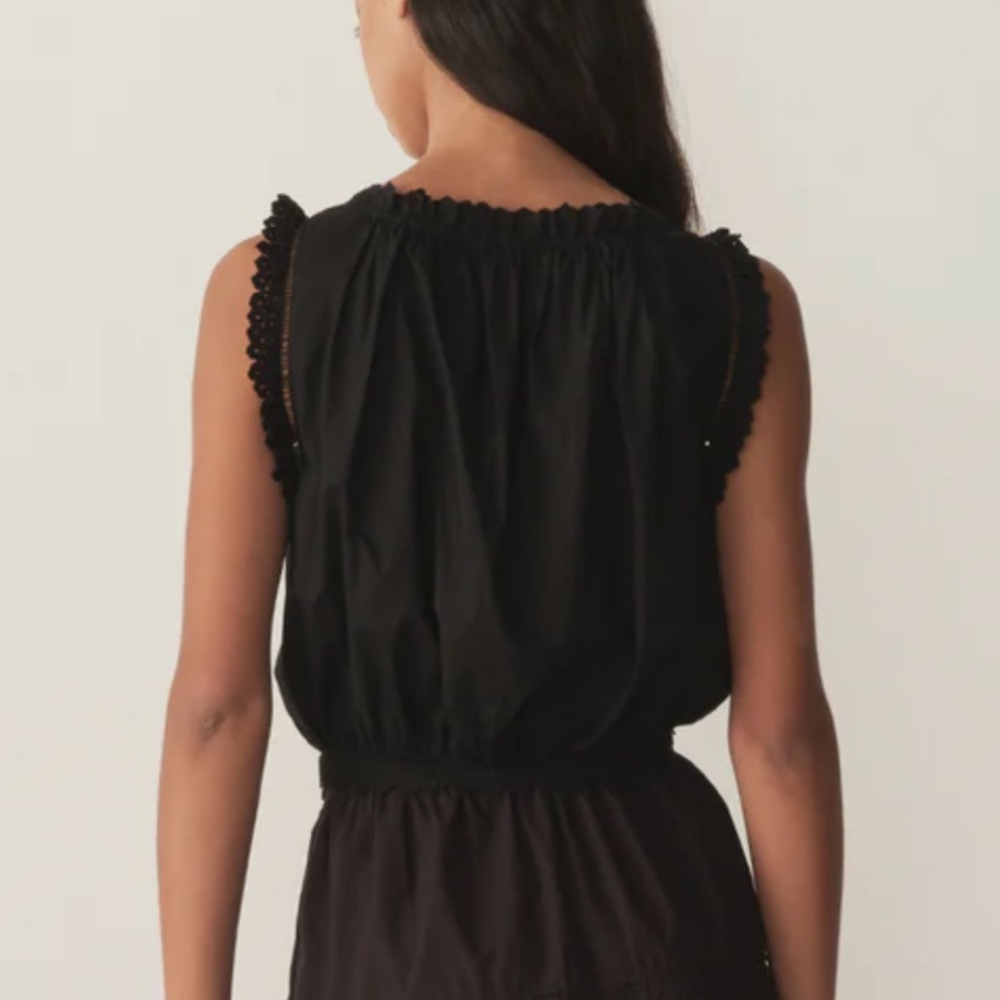 Doen Black Eyelet Lace Trim Sleeveless Blouse - Picture 4 of 4